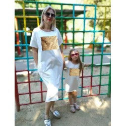 Комплект платьев мама дочка с вставками из пайеток