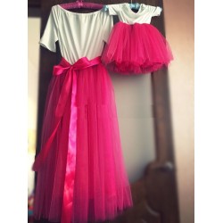 Комплект платье в пол мама дочка