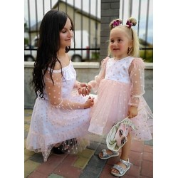 Платье нежное нарядное для мамы и дочки фемели лук