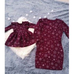 Комплект платьев мама дочка новогодние снежкинки