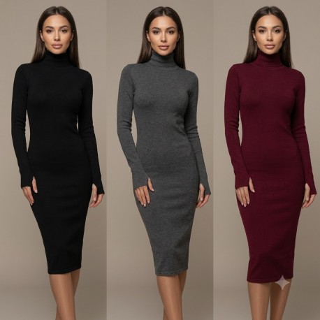 Платье гольф миди митенки