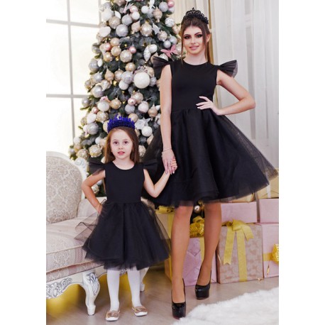 Платье мама и дочка с пышными фатиновыми юбками Вирджиния
